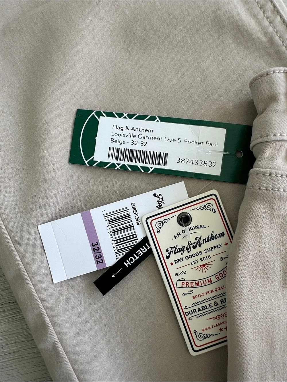 Flag & Anthem Louisville Garment Dye Straight Pant Stone 32x32 NWT STITCH FIX